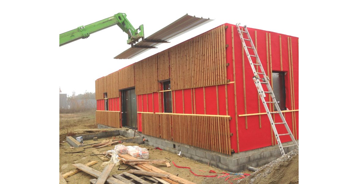 Construction d'un bâtiment de bureau en ossature bois.